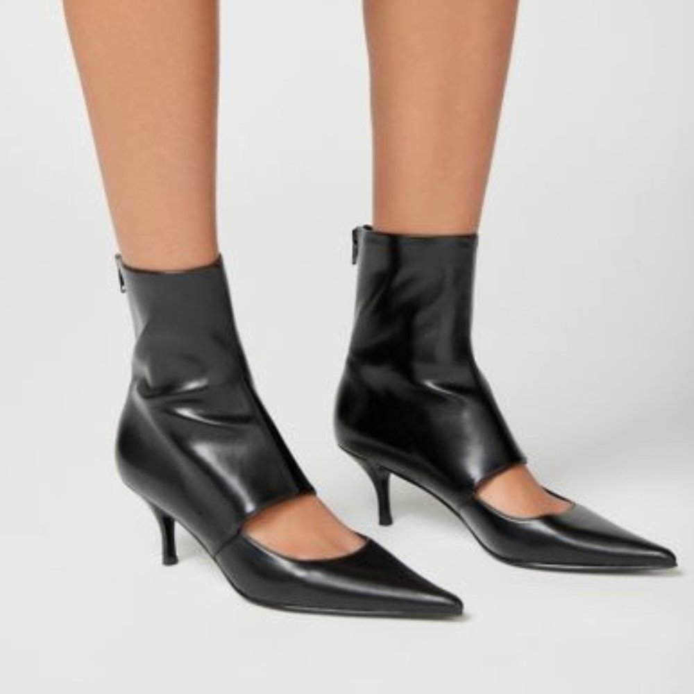 NWT Jeffrey Campbell Spies Cutout Black Genuine Leather Boot